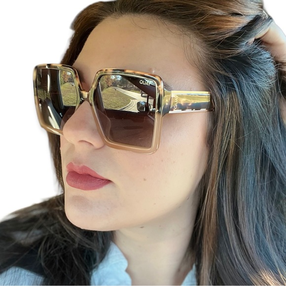 QUAY Almost Ready Sunglasses Polarized Tortoise Doe Frame Brown Fade Lens NWT - Picture 3 of 11